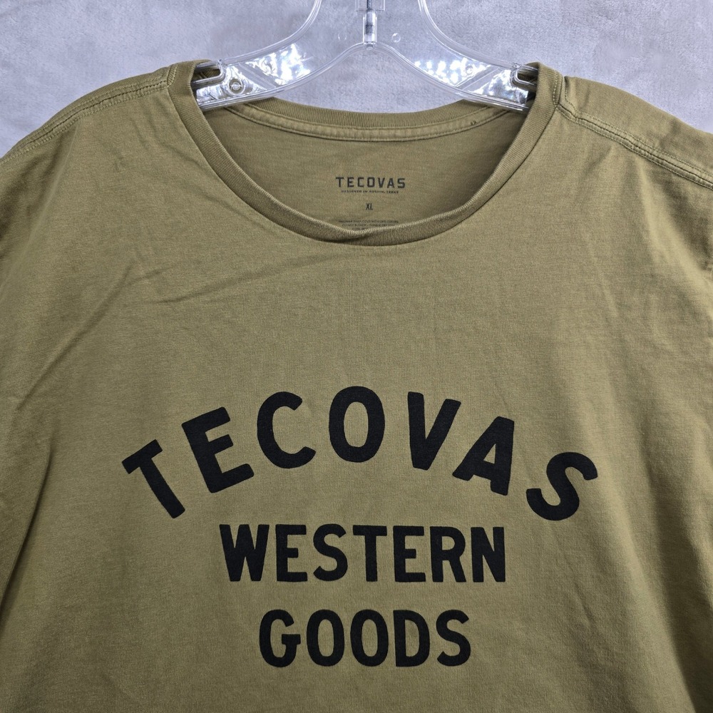TECOVAS Size XL T‎ Shirt Olive Green Crew Neck Short Sleeve Cotton Blend